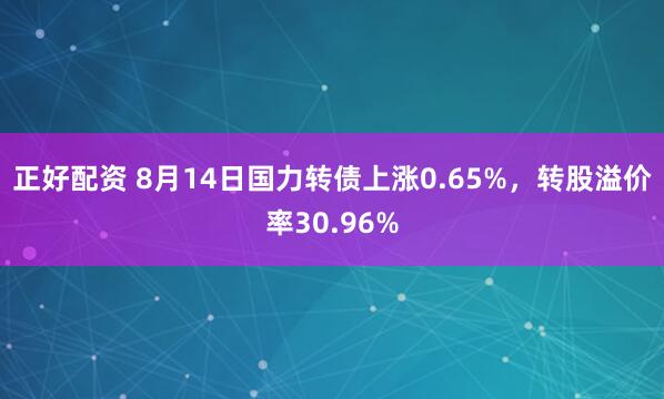 正好配资 8月14日国力转债上涨0.65%，转股溢价率30.96%
