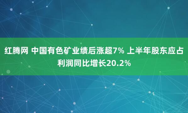 红腾网 中国有色矿业绩后涨超7% 上半年股东应占利润同比增长20.2%