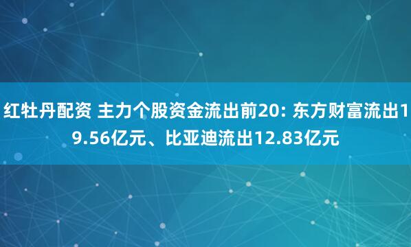红牡丹配资 主力个股资金流出前20: 东方财富流出19.56亿元、比亚迪流出12.83亿元