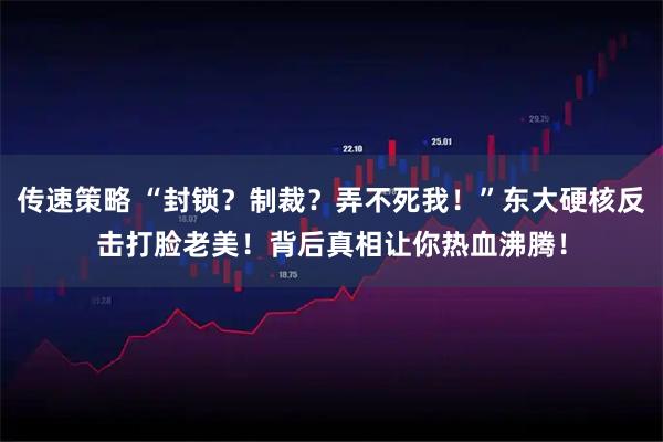 传速策略 “封锁？制裁？弄不死我！”东大硬核反击打脸老美！背后真相让你热血沸腾！